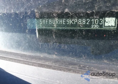 2019 Toyota Corolla Le from USA, damaged, VIN 5YFBURHE9KP882103